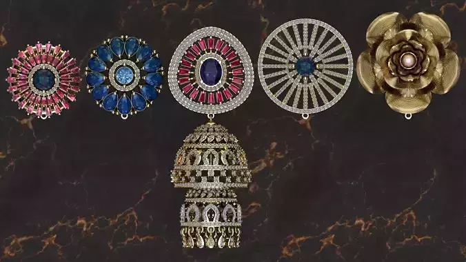 Earring Indian Jumco 5 in one 3D print model