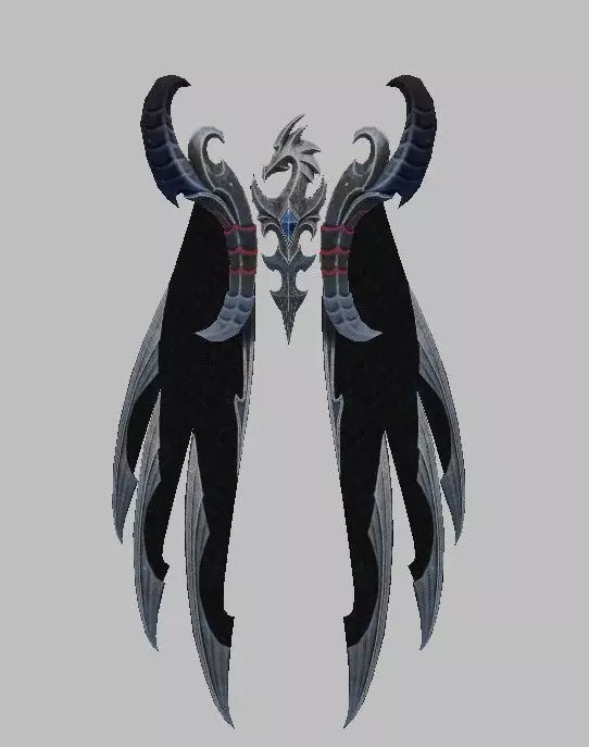 Black dragon cape Low-poly 3D model_0