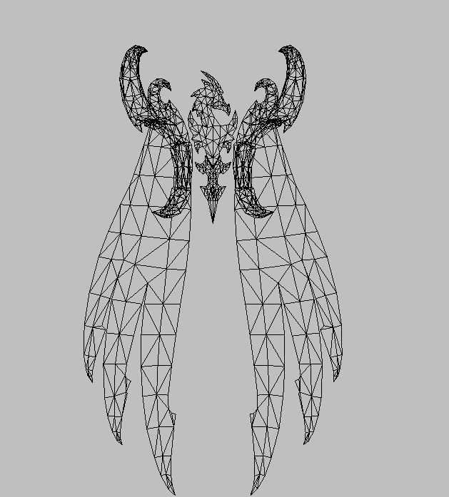 Black dragon cape Low-poly 3D model_12