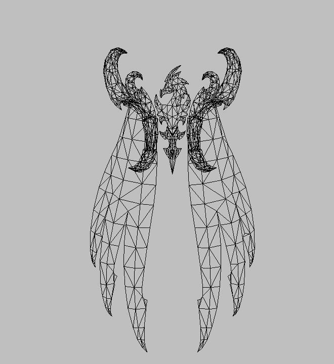 Black dragon cape Low-poly 3D model_3