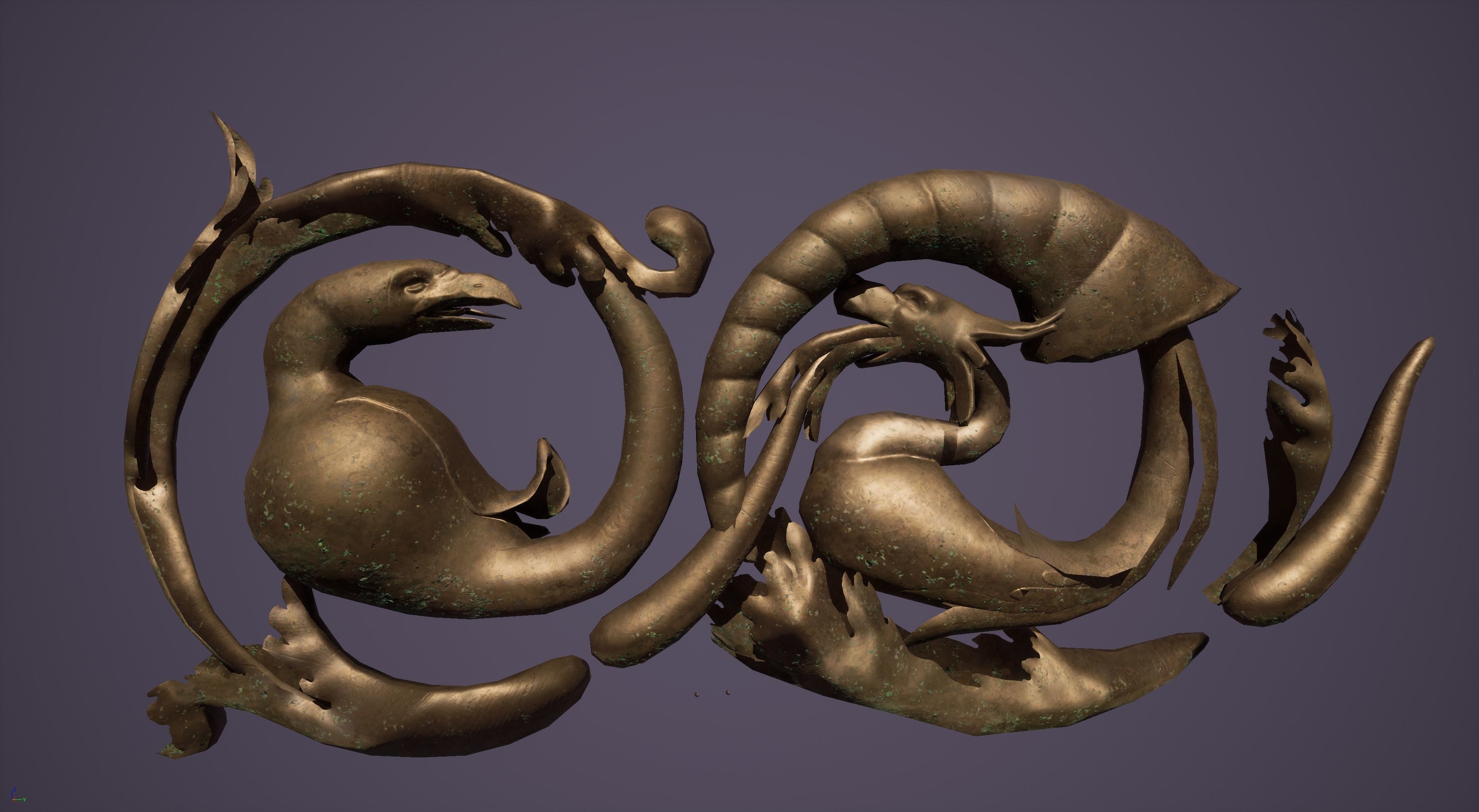 Grotesque edge decor kit bash set  Low-poly 3D model_6