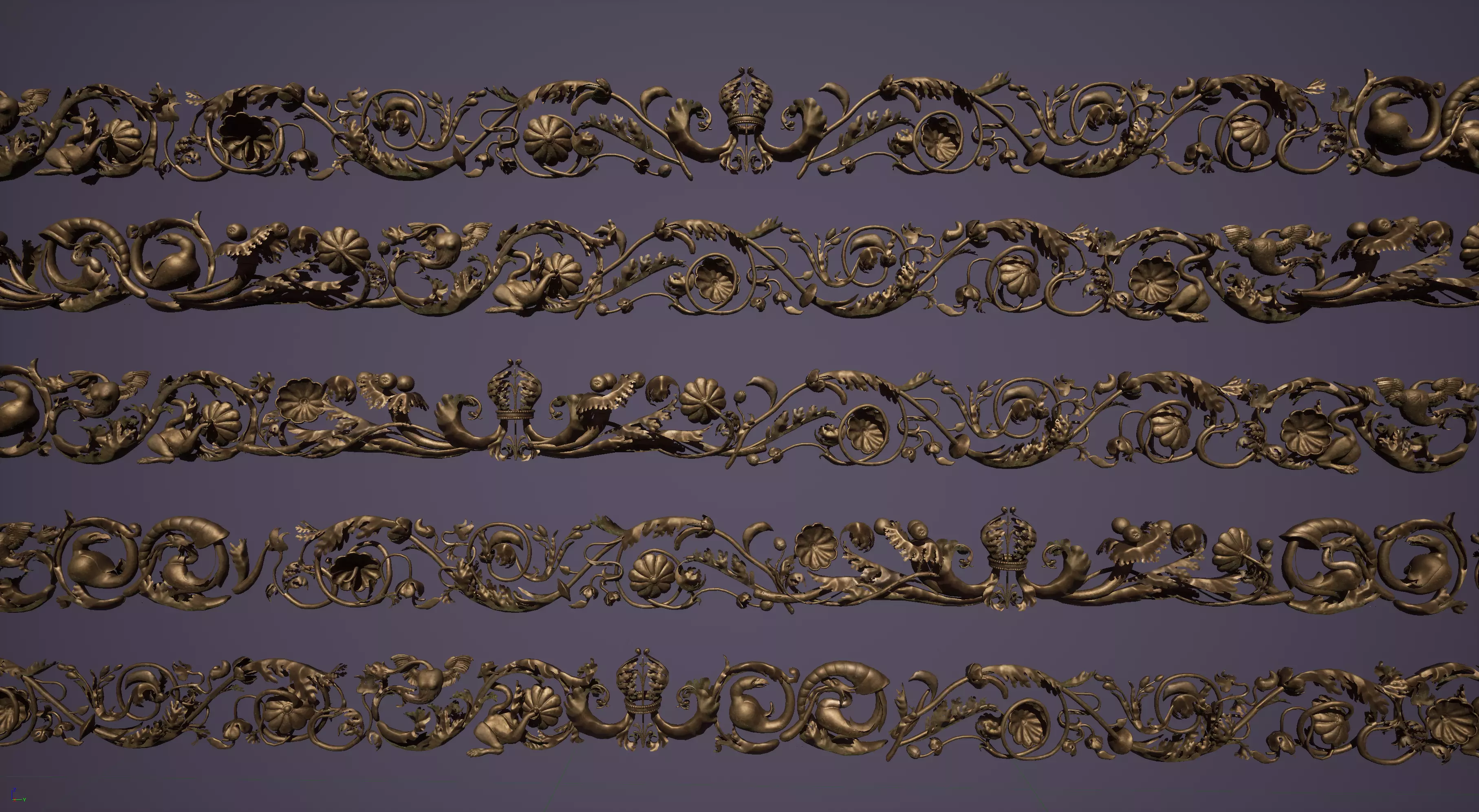Grotesque edge decor kit bash set  Low-poly 3D model_0