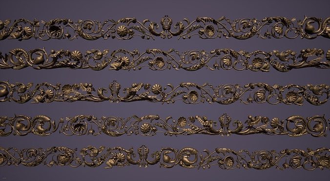 Grotesque edge decor kit bash set  Low-poly 3D model