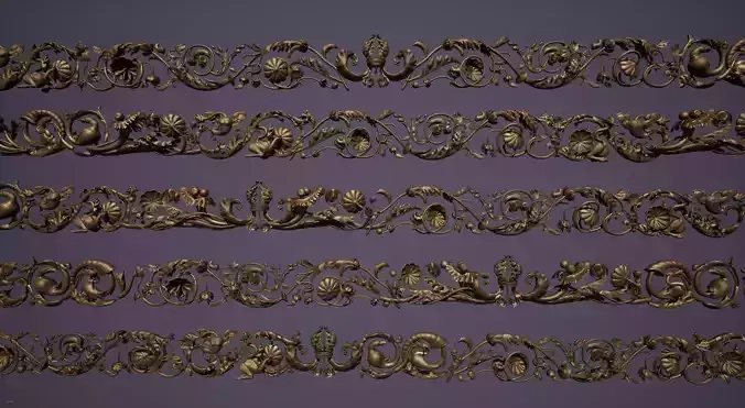 Grotesque edge decor kit bash set  Low-poly 3D model