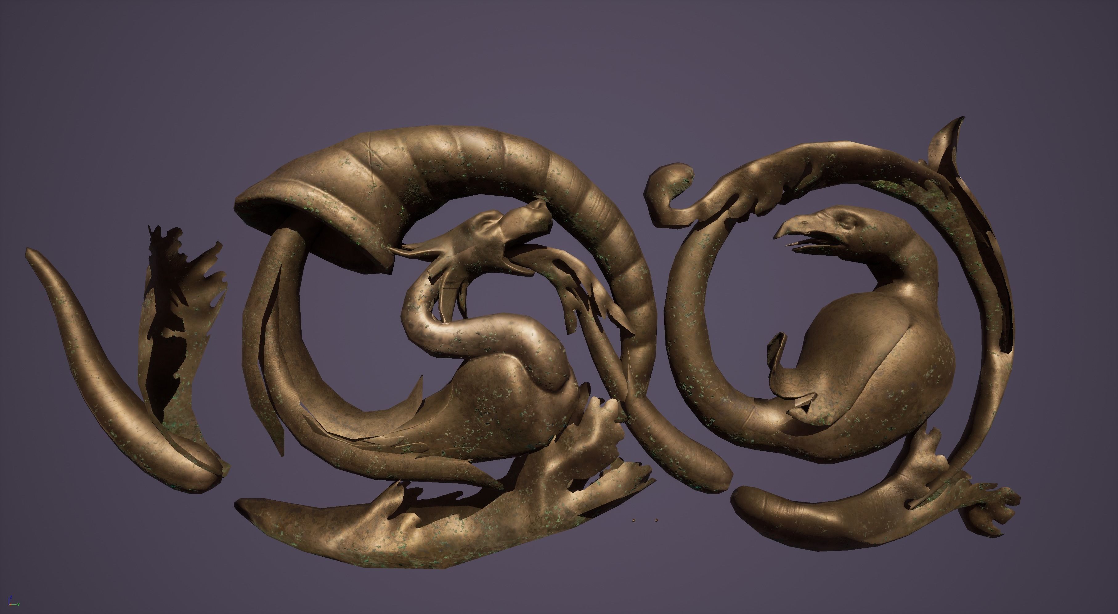 Grotesque edge decor kit bash set  Low-poly 3D model_7