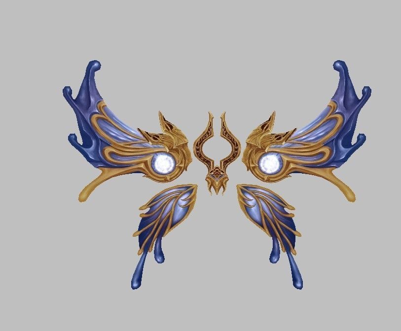 Blue Wing Low-poly 3D model_11