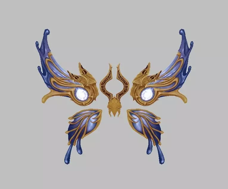 Blue Wing Low-poly 3D model_0
