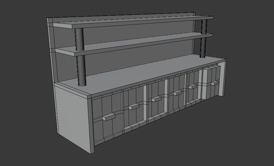 Chest of drawers  Low-poly 3D model_3