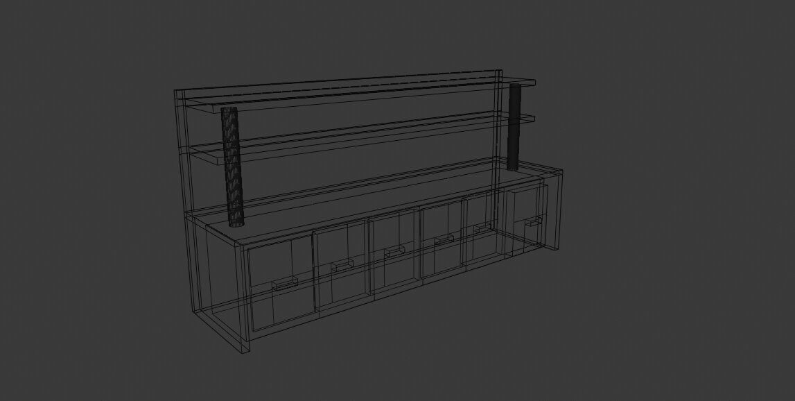 Chest of drawers  Low-poly 3D model_4