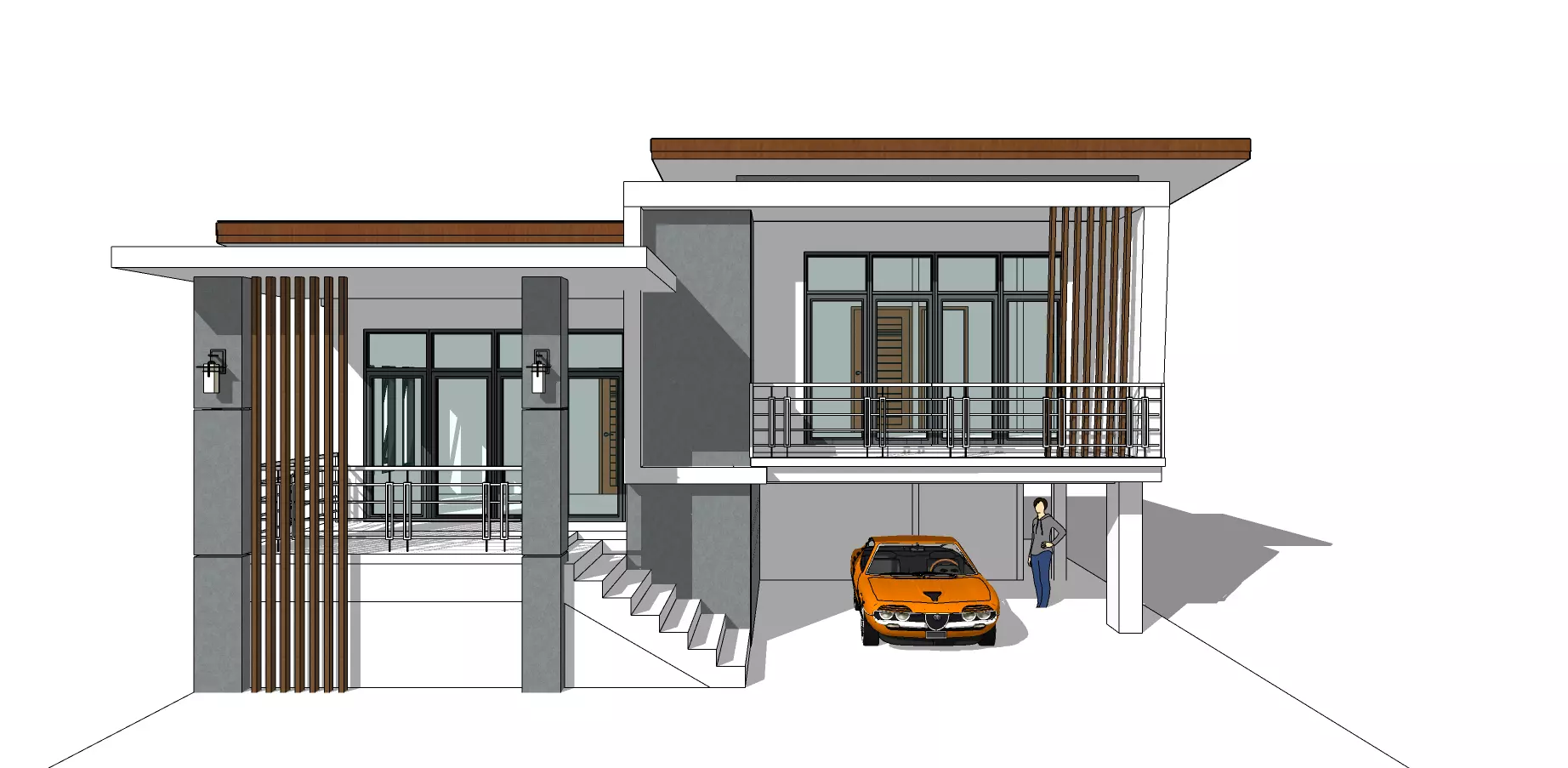 Modern House T1 3D model_0