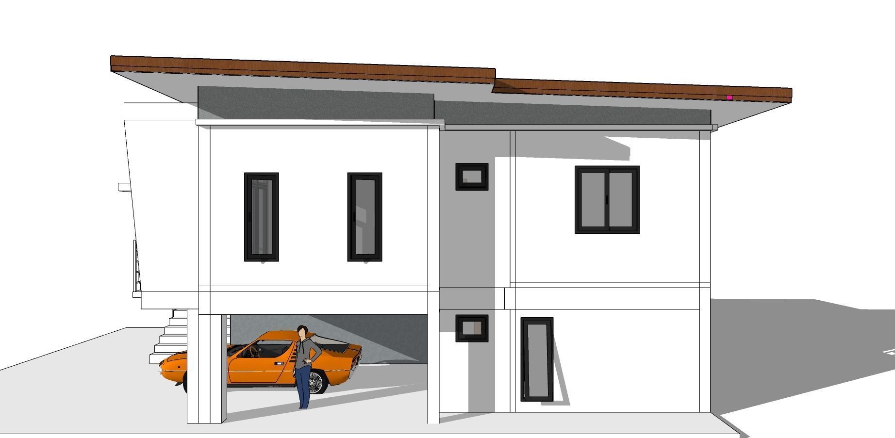 Modern House T1 3D model_1