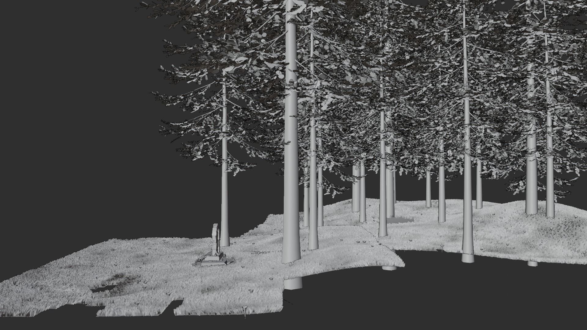 portal tombstone in middle of grassy field Low-poly 3D model_17