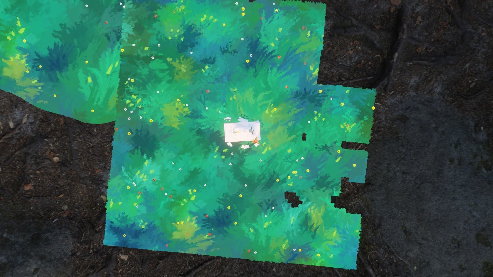 portal tombstone in middle of grassy field Low-poly 3D model_4