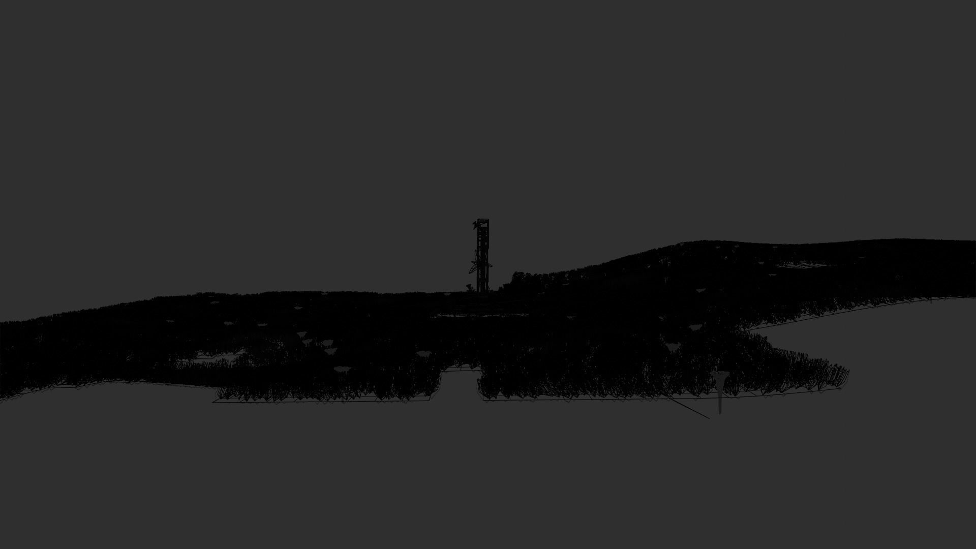 portal tombstone in middle of grassy field Low-poly 3D model_9