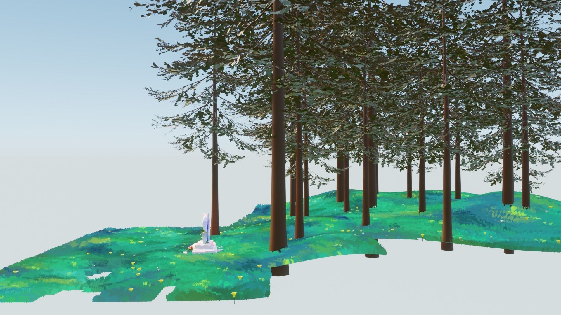 portal tombstone in middle of grassy field Low-poly 3D model_16