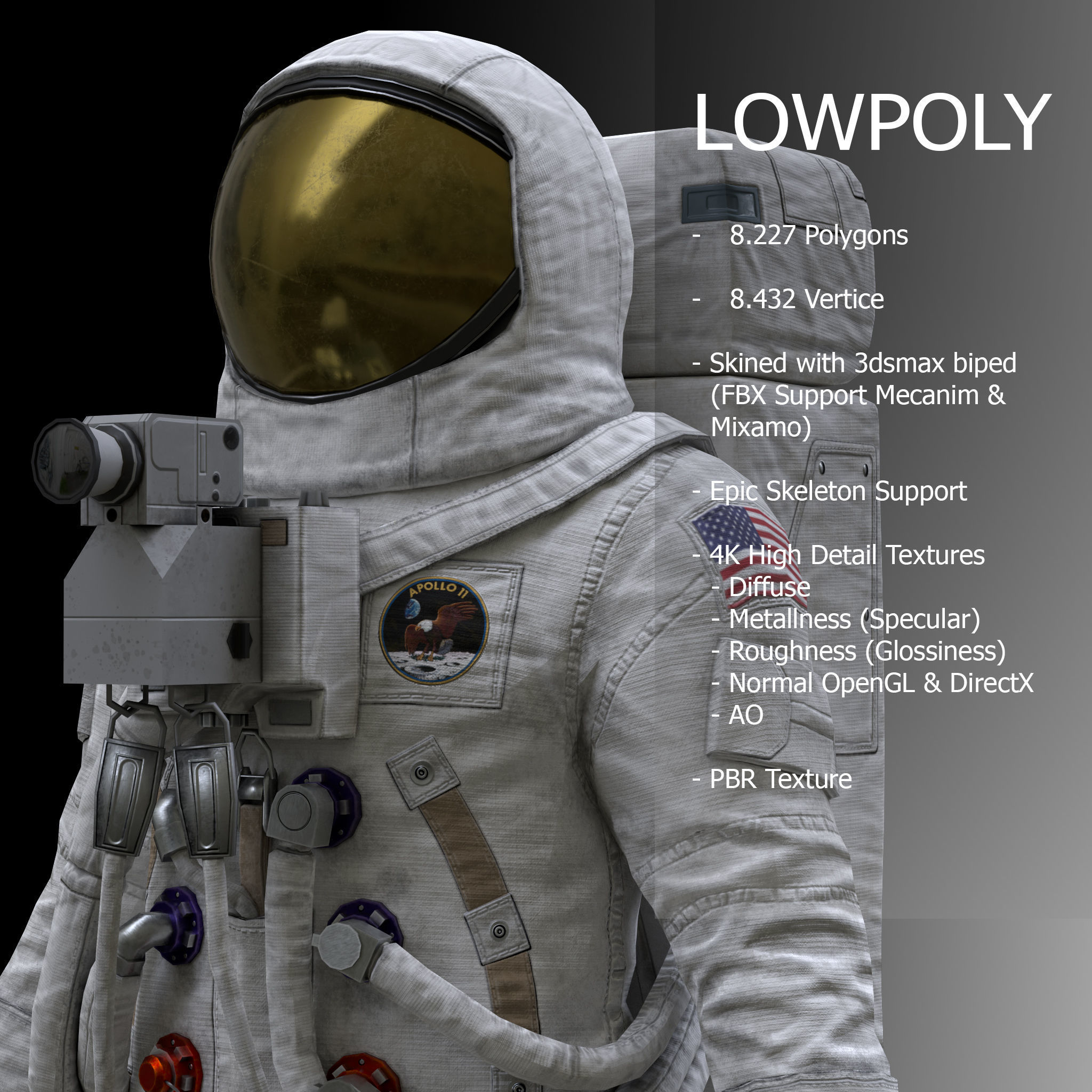 CS03 Space Suit FULL VERSION Low-poly 3D model_1