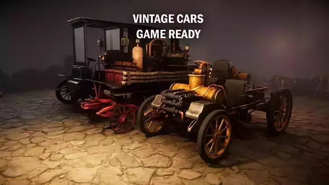 Vintage cars Low-poly 3D model