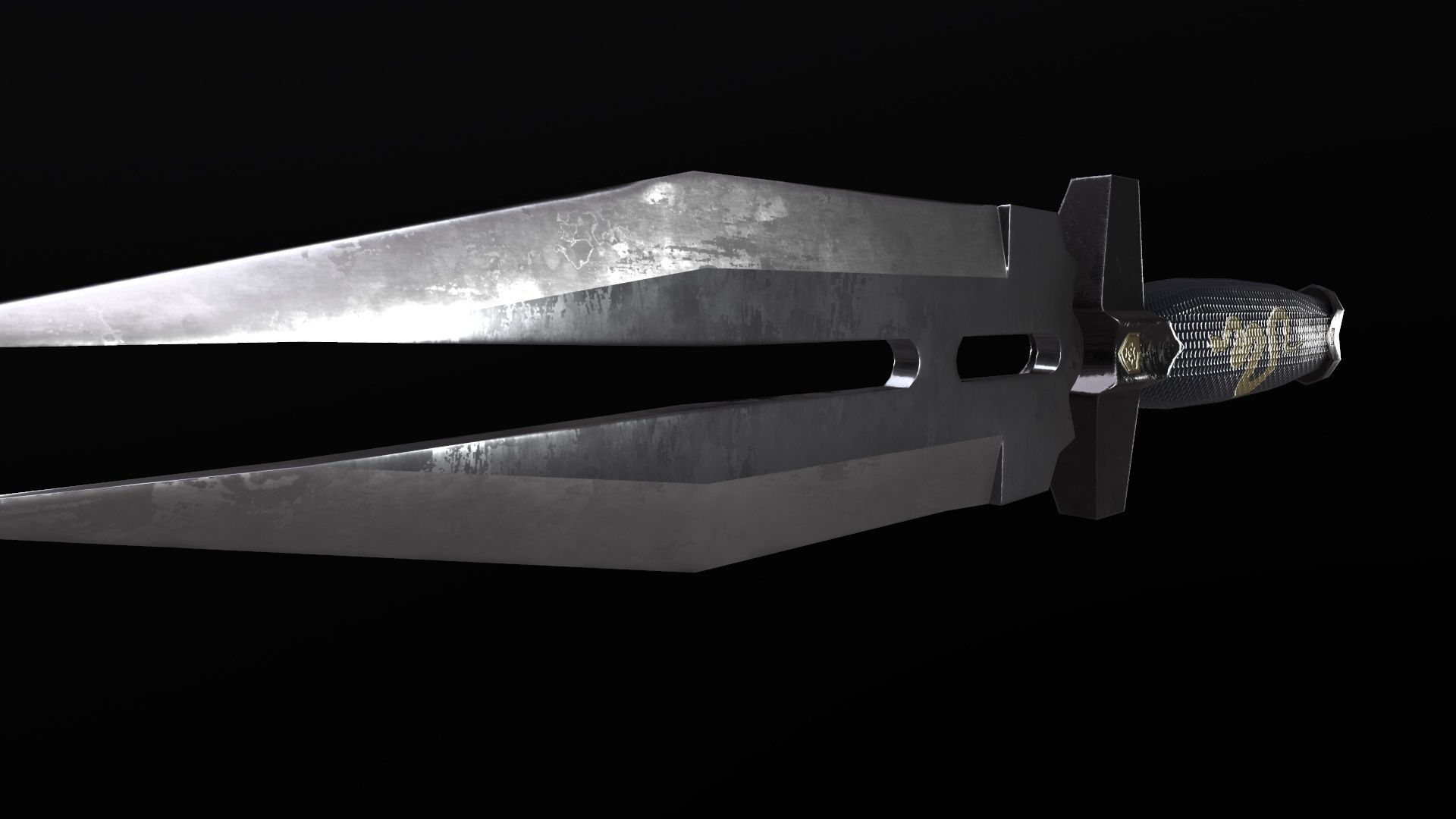 Knife Double Shadow Low-poly 3D model_4