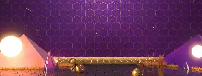 Purple dream stage background 3D model