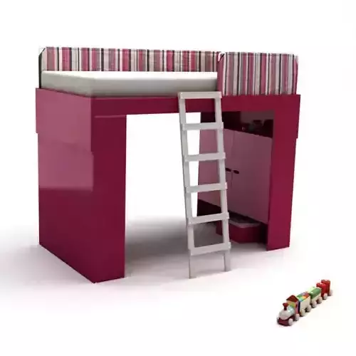 Pink Kids Bed With Ladder