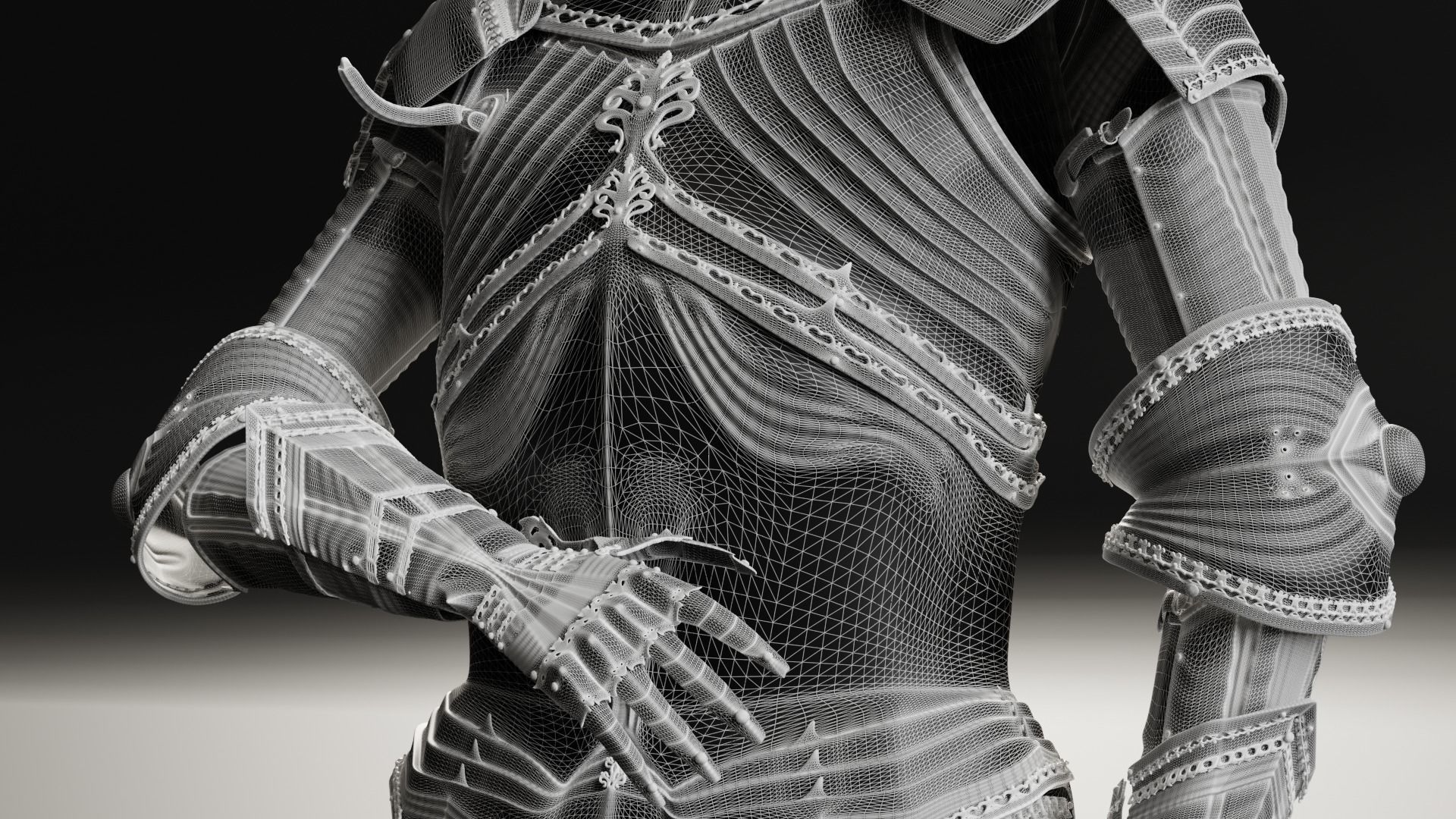 Highly Detailed Gothic Armor 3D model_16