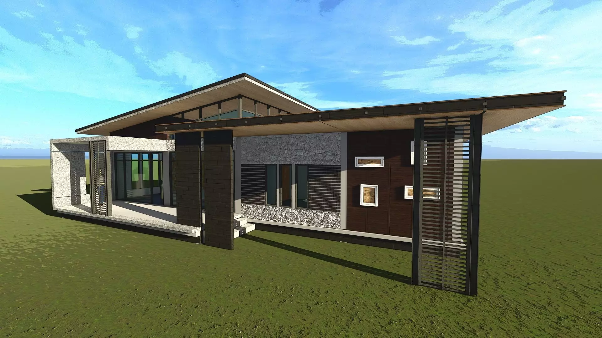 Modern House T6 3D model_0