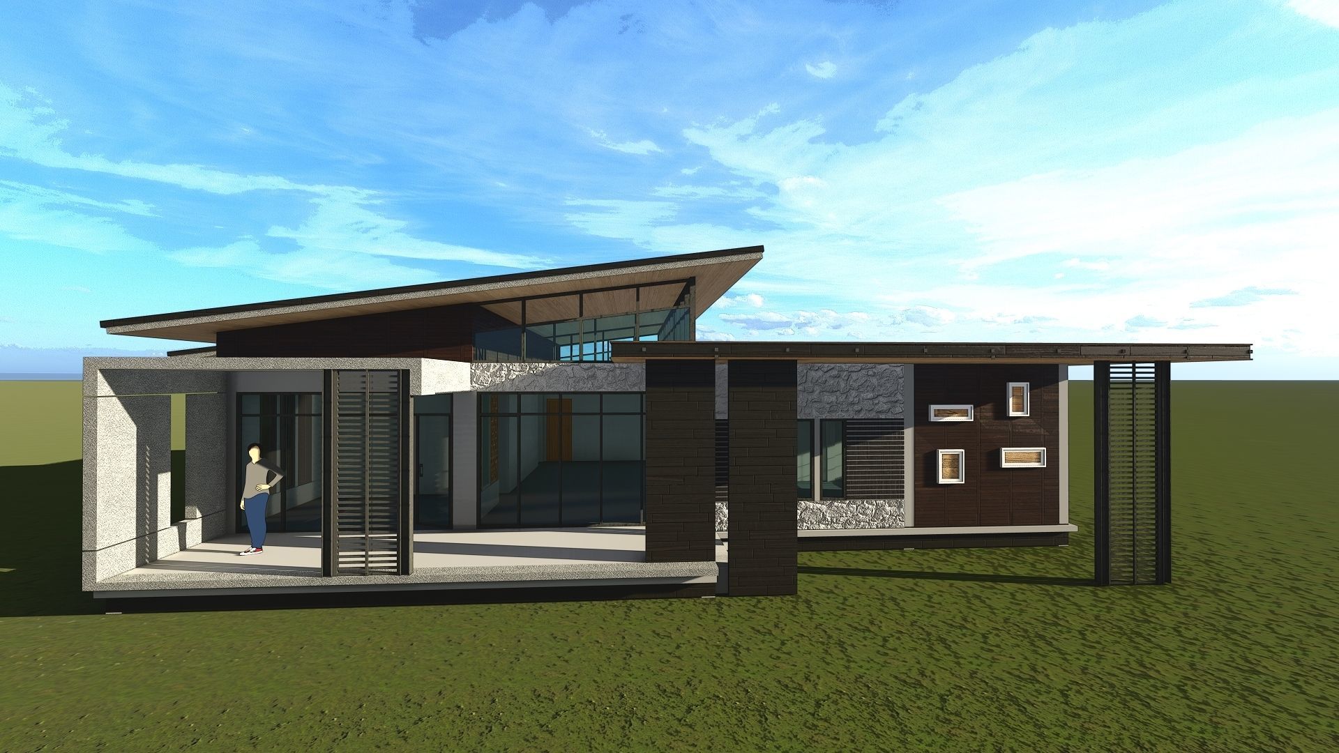 Modern House T6 3D model_1