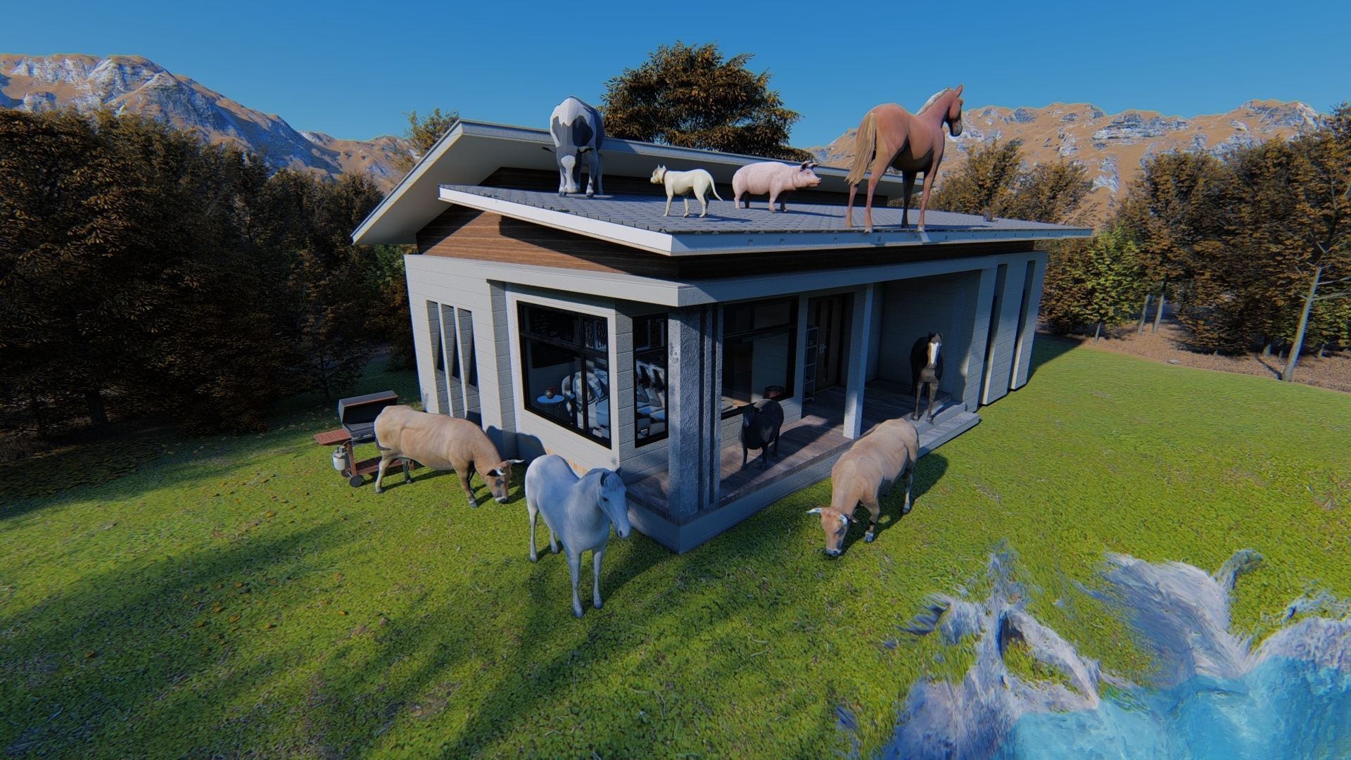 Modern House T7 3D model_5