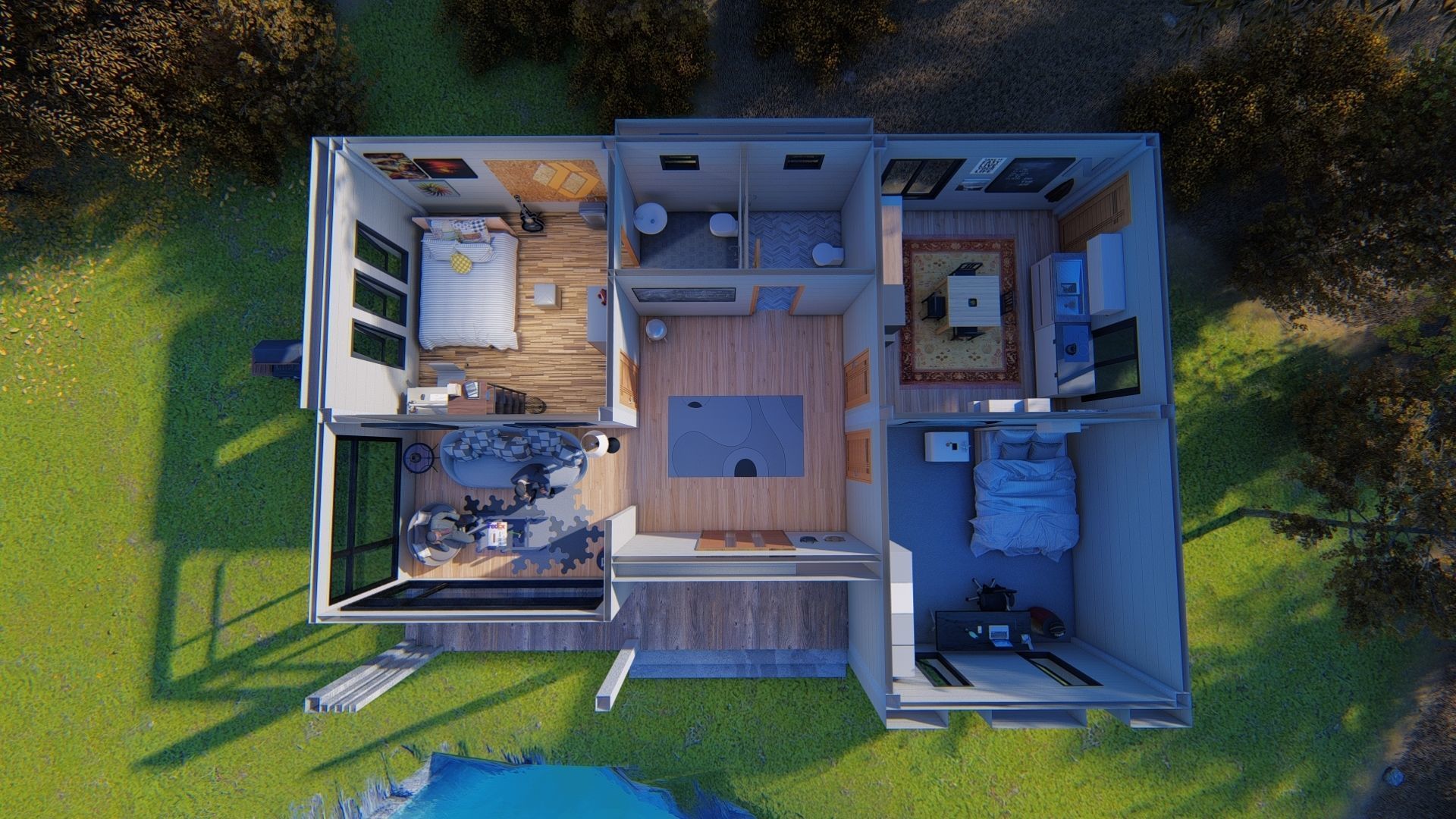 Modern House T7 3D model_2