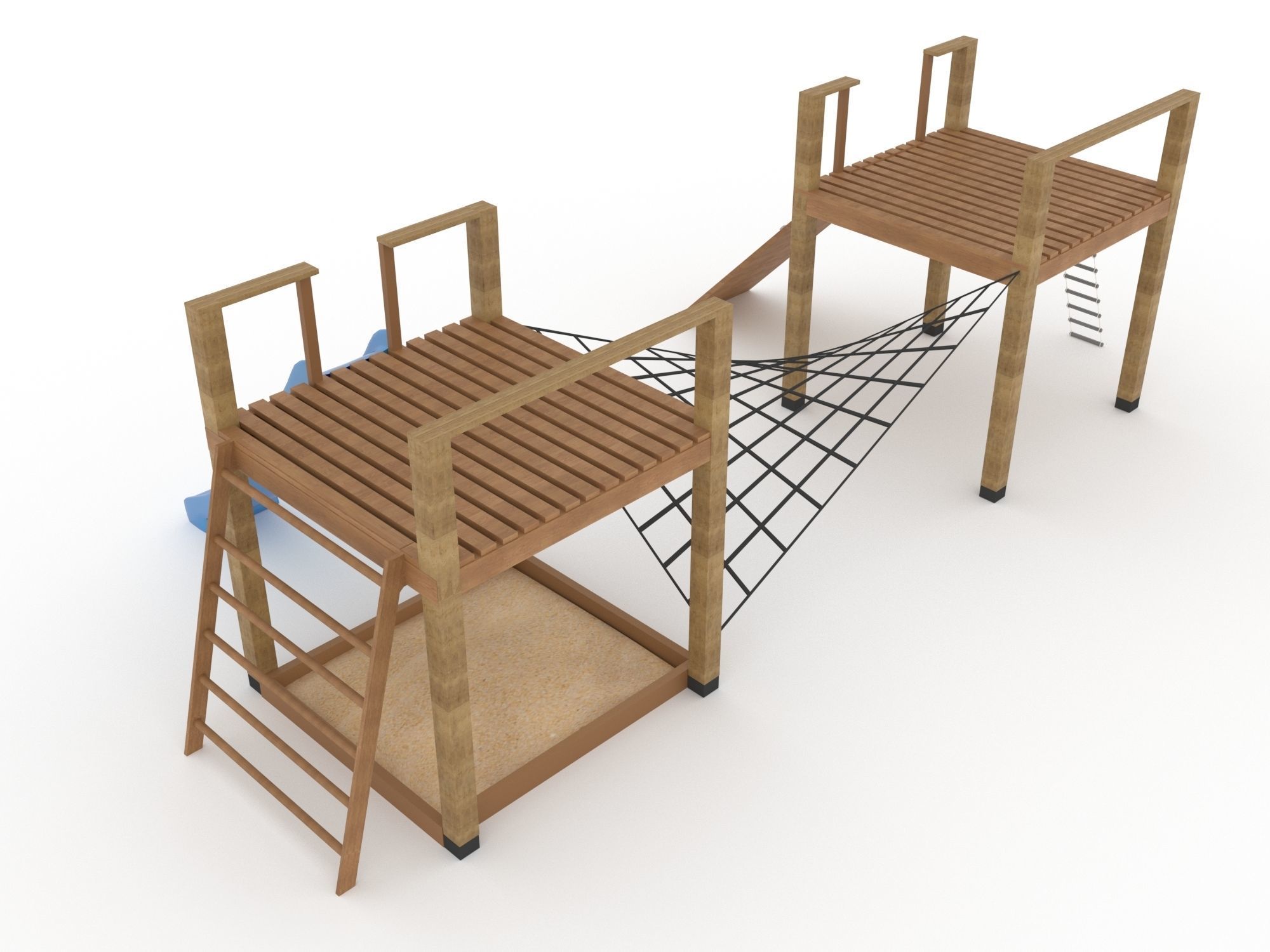 Wooden playground 3D model_2