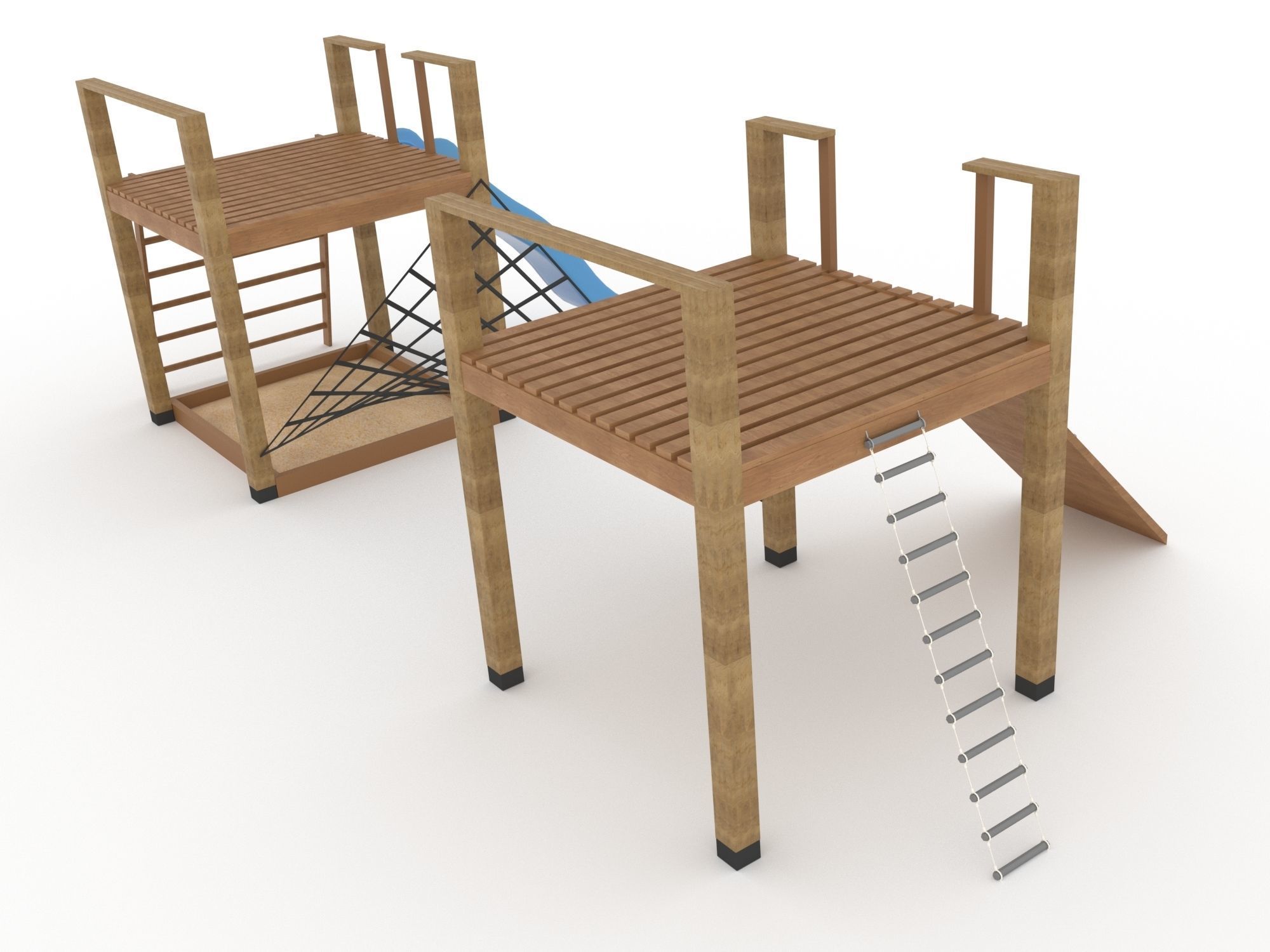 Wooden playground 3D model_3