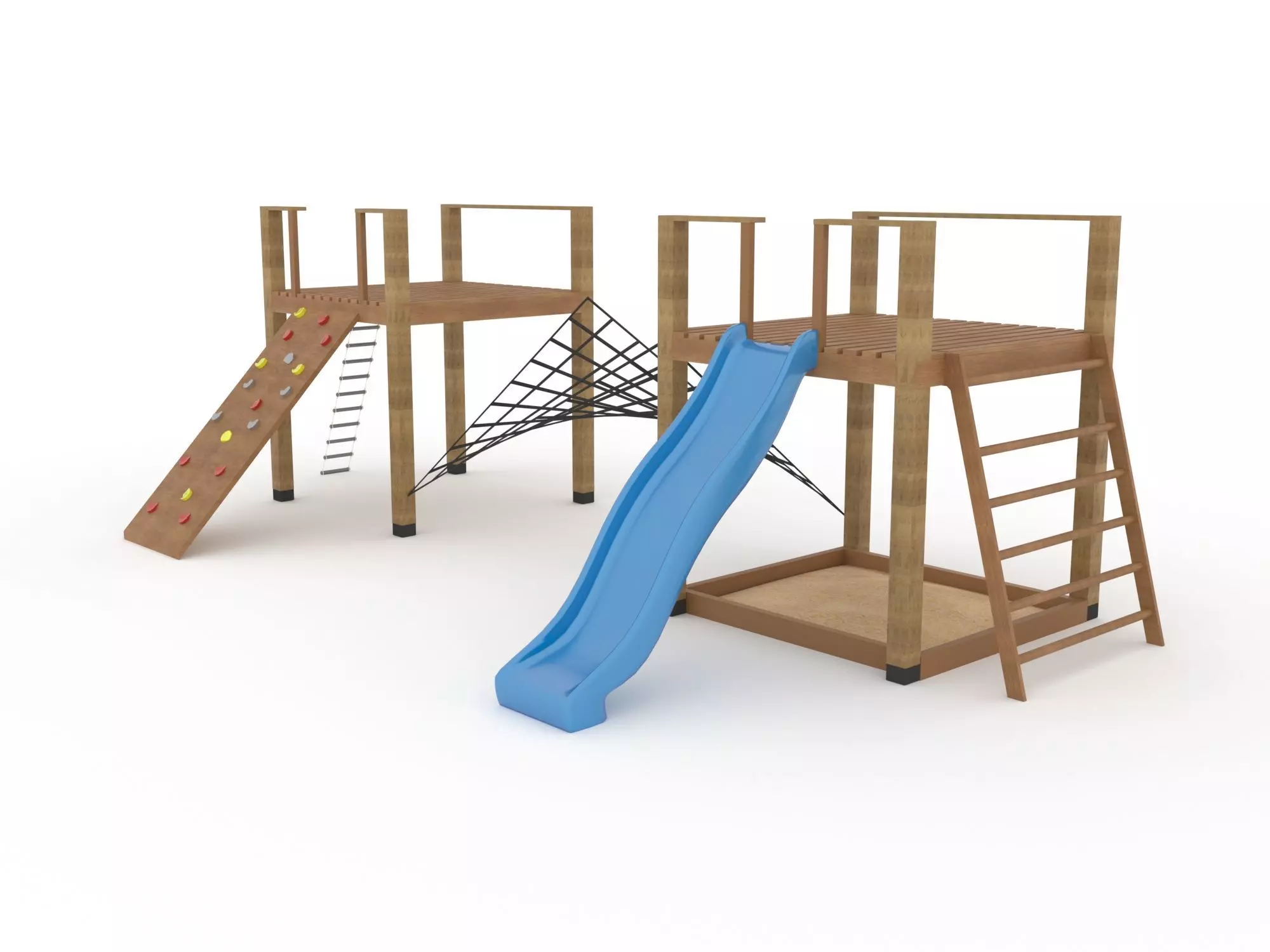 Wooden playground 3D model_0