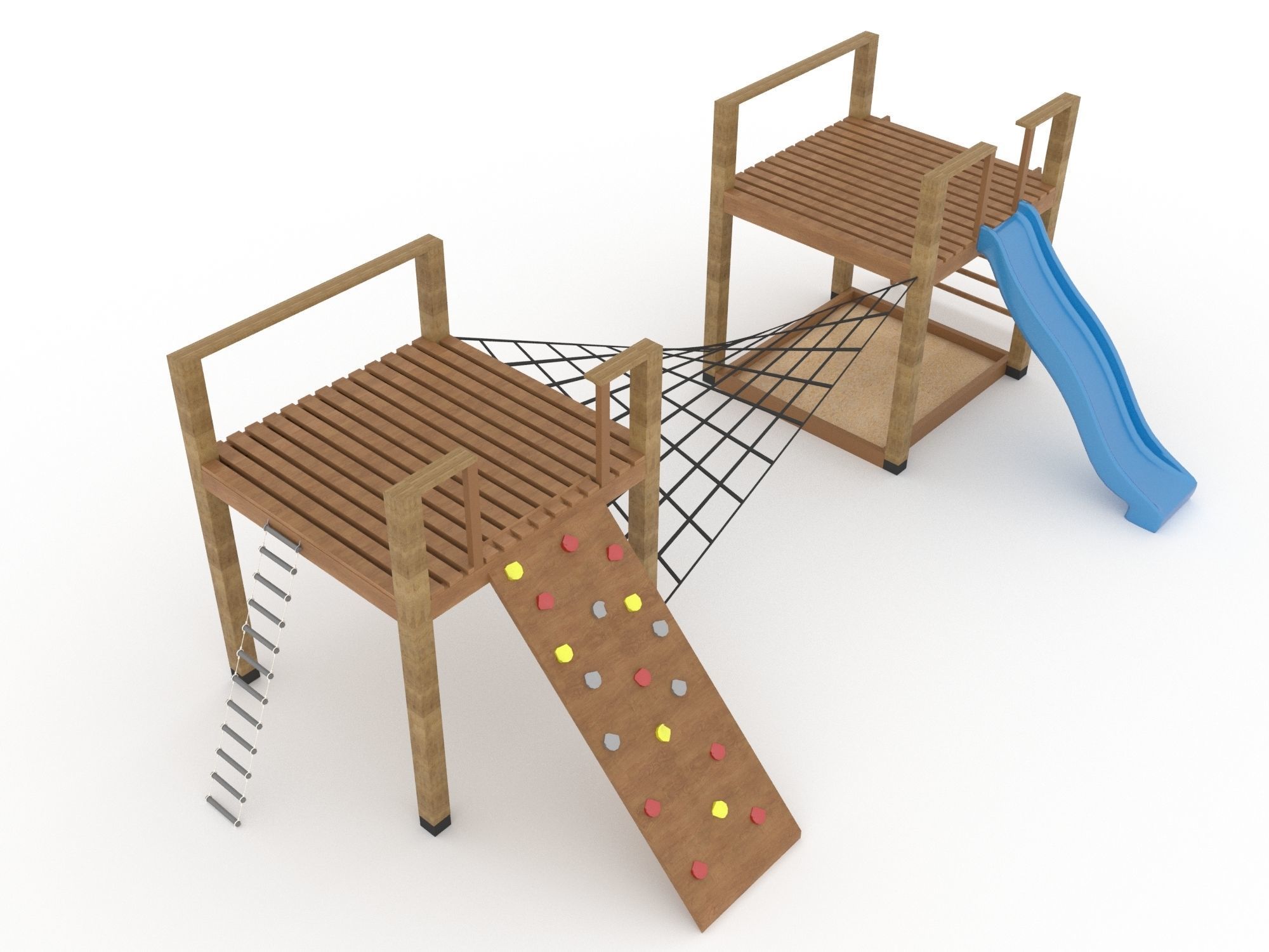 Wooden playground 3D model_5