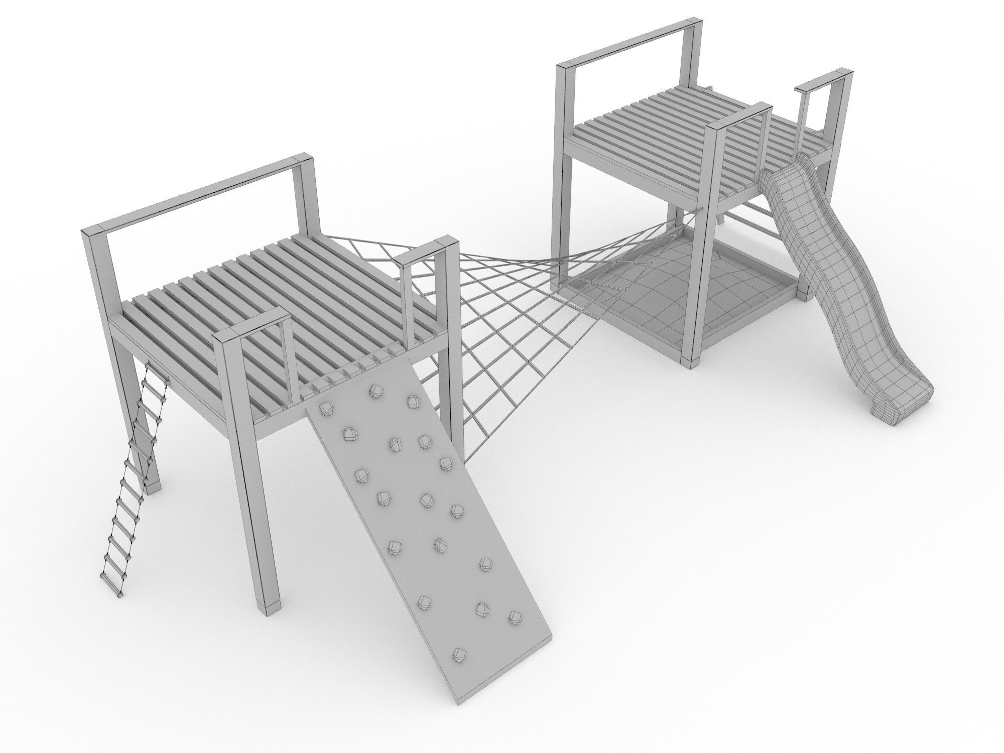Wooden playground 3D model_8