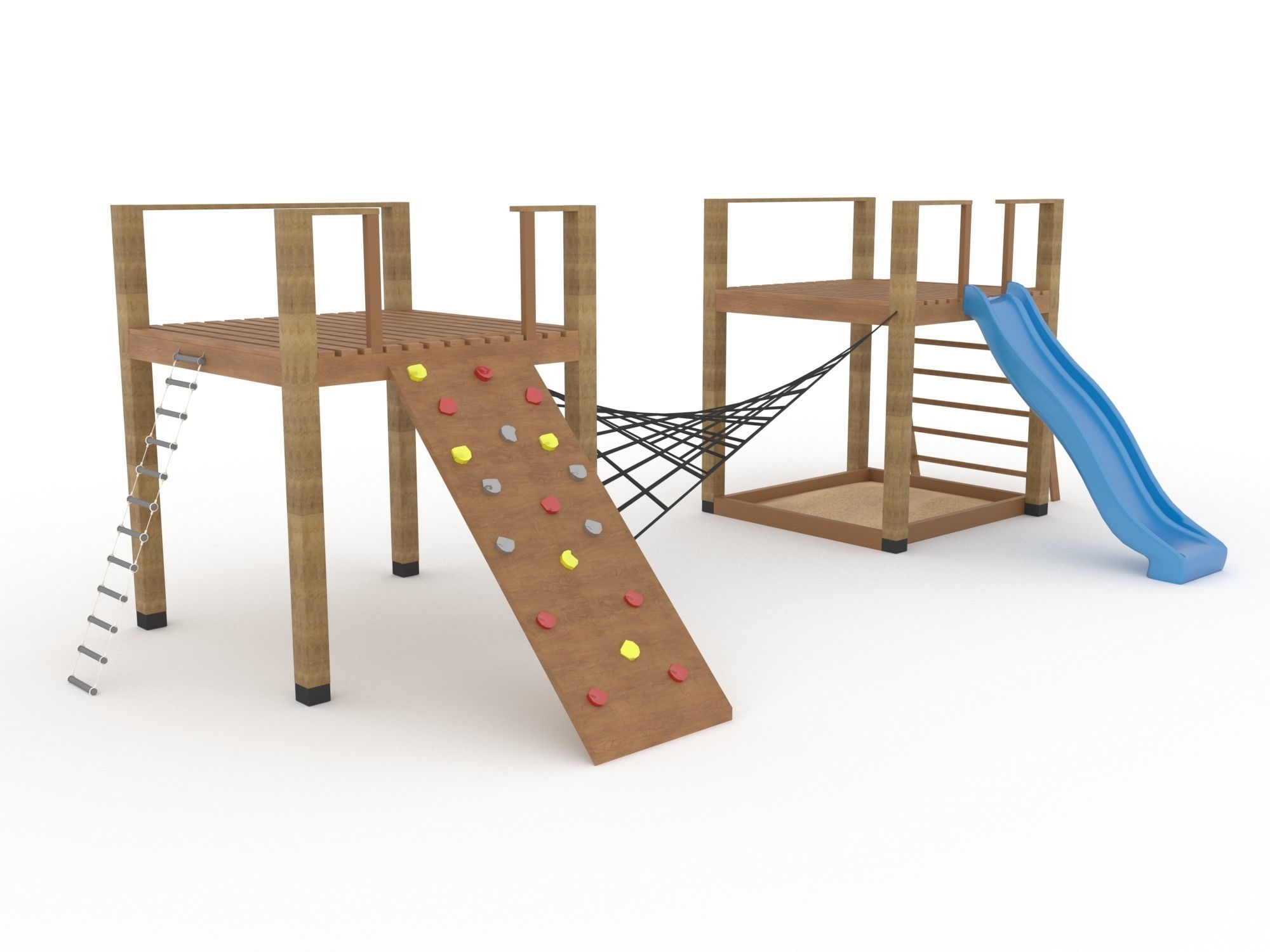 Wooden playground 3D model_1