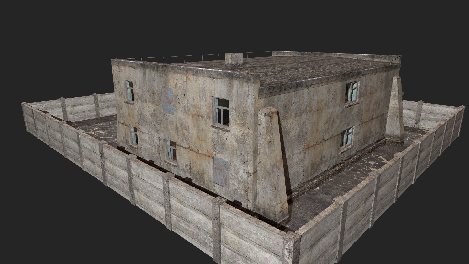 old building  Low-poly 3D model_3