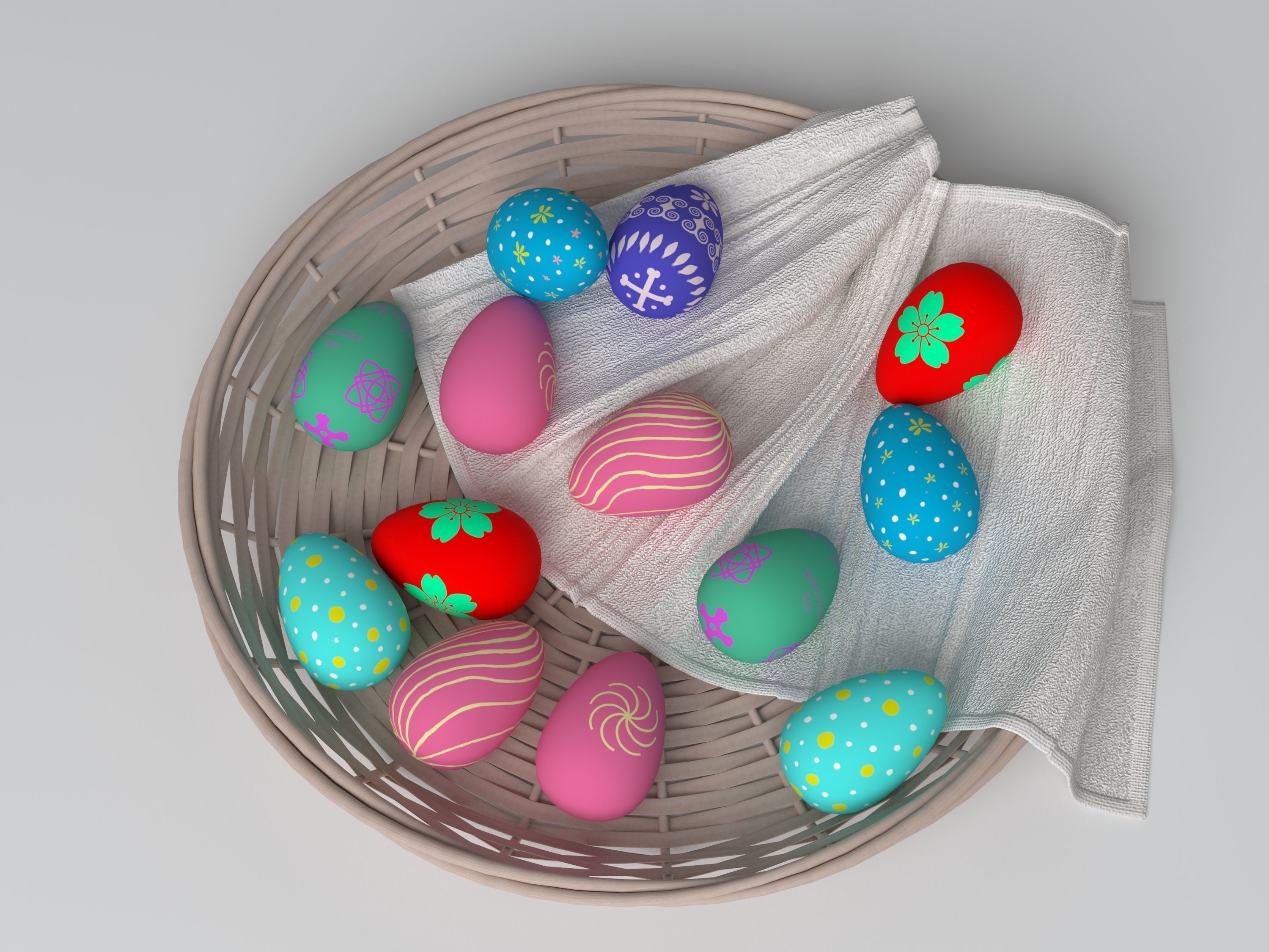 Wicker plate 3D model_2