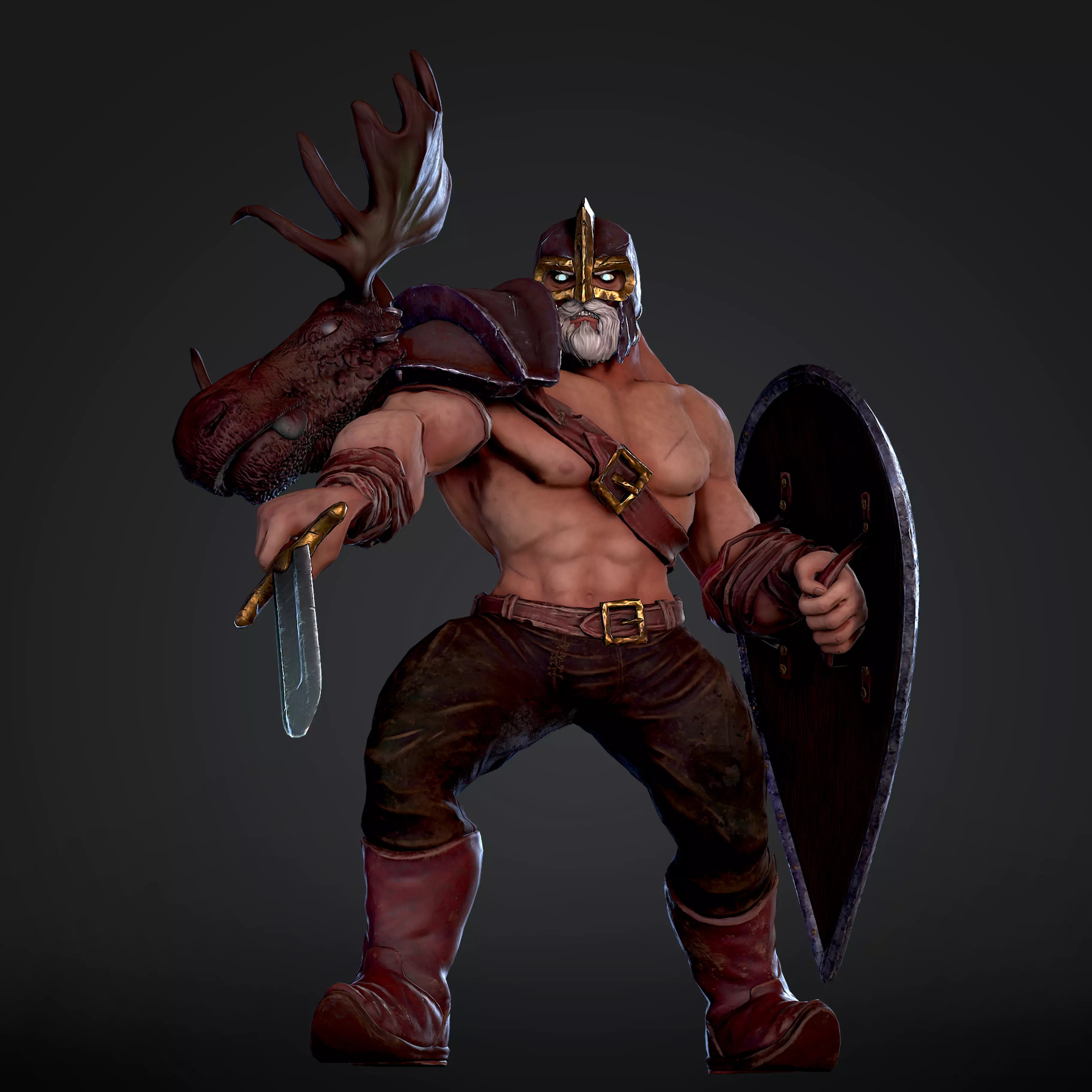 Moose clan Warrior Low-poly 3D model