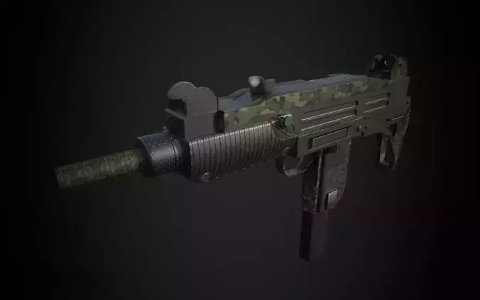 Submachine Gun UZI  SMG Green Military