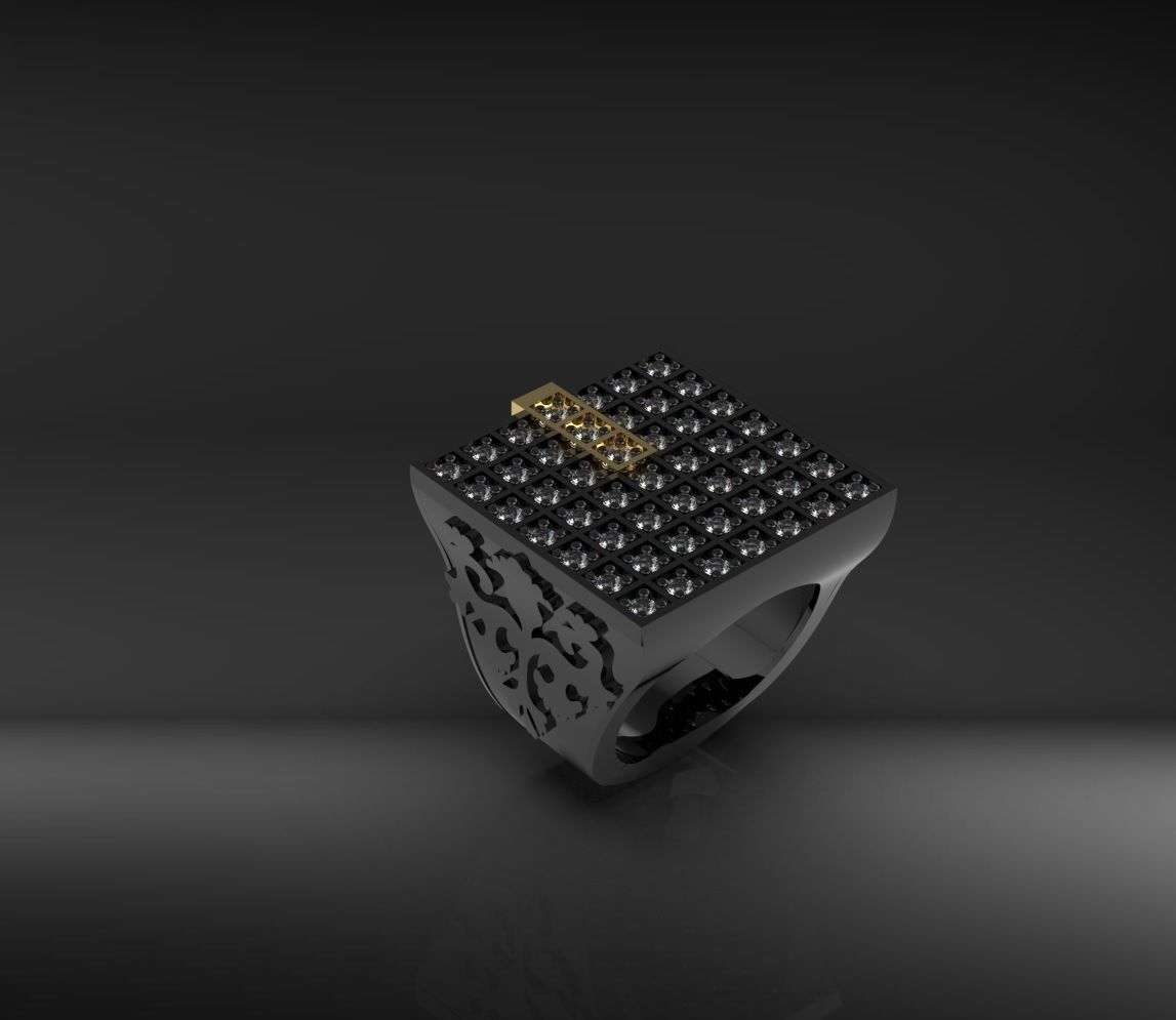 Man ring with stones 3D print model_2