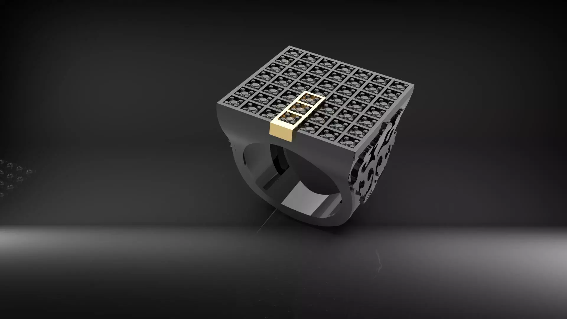 Man ring with stones 3D print model_0