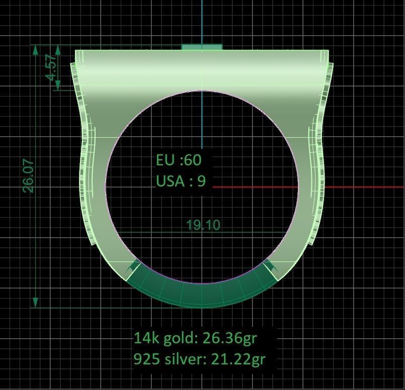 Man ring with stones 3D print model_4
