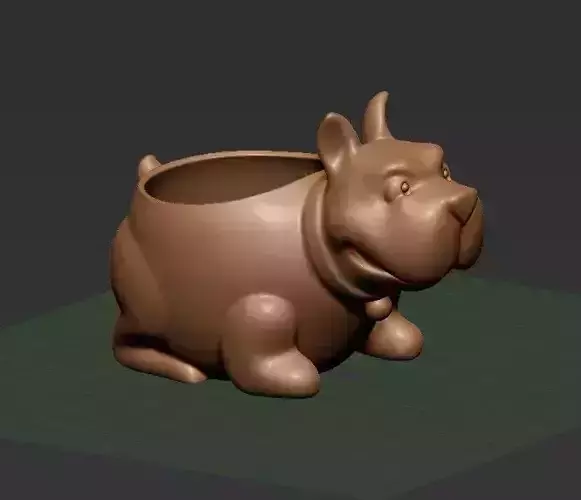 Pot-Bulldog 3D print model dog on table 3D print model