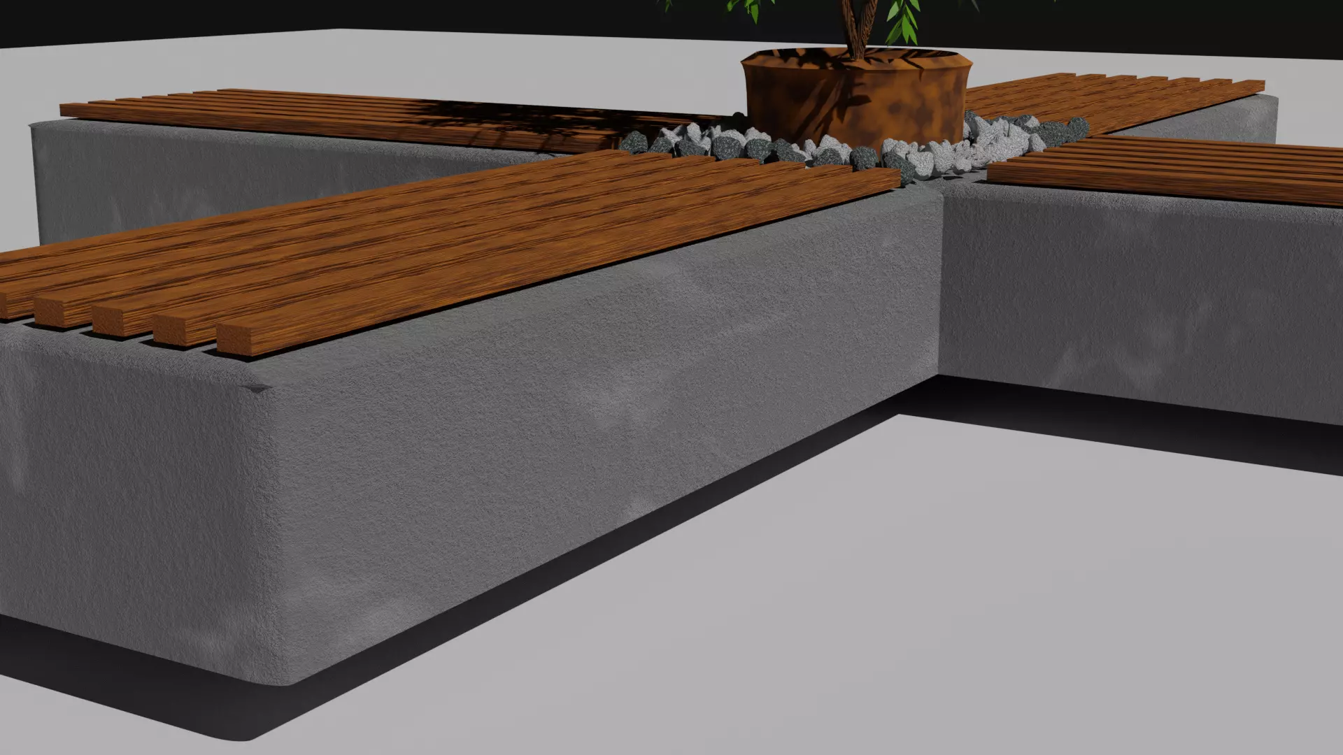 bench concrete with plant 3D model