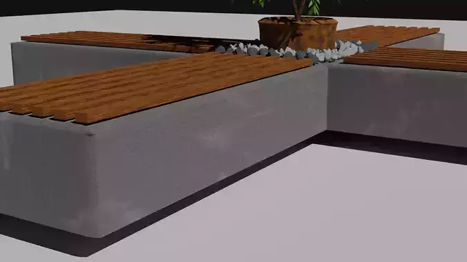 bench concrete with plant