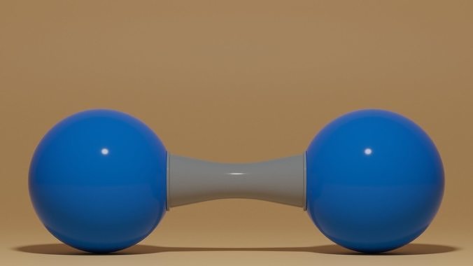 N2 Nitrogen Molecule Low-poly 3D model