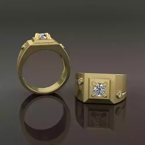 Signet Ring Square Diamond Bezel Shank Mix Size 7-12