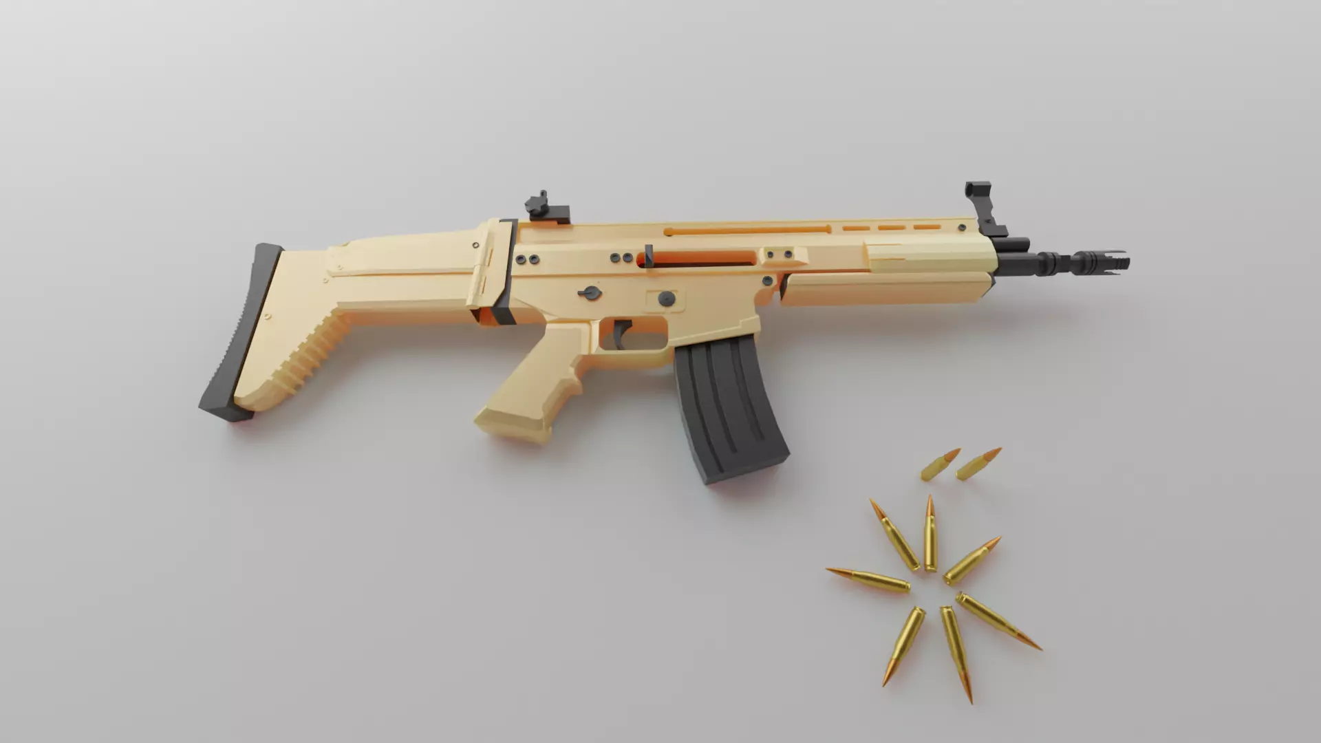 Scar h gun with  bullets Low-poly 3D model_0
