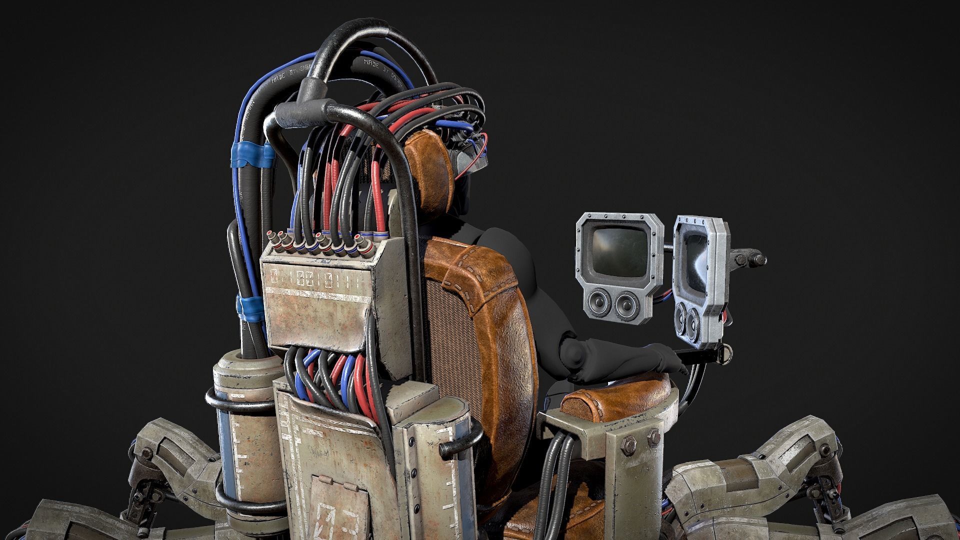 Scifi Dystopian Mechanical Chair robot Low-poly 3D model_6