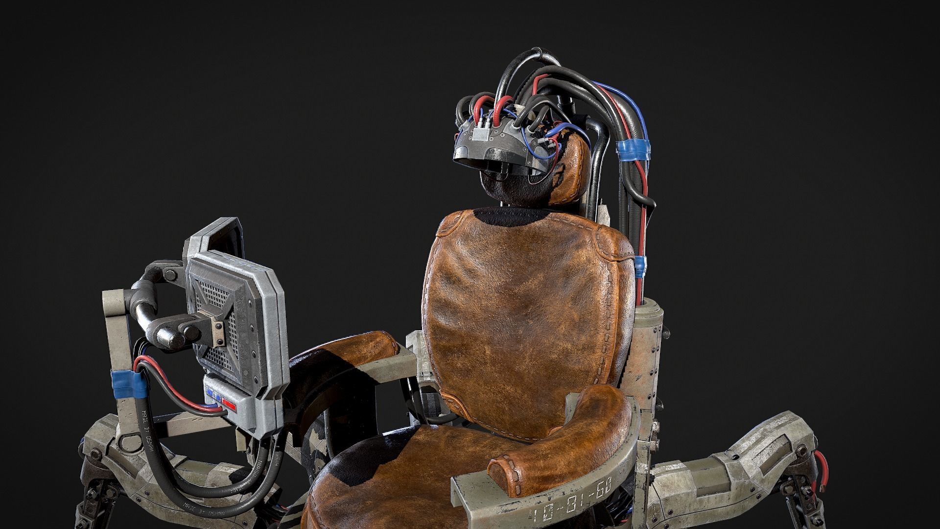 Scifi Dystopian Mechanical Chair robot Low-poly 3D model_7